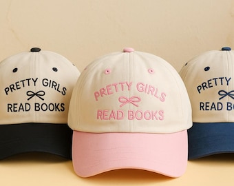 Pretty Girls Read Books hoed, geborduurde vaderhoed, esthetische baseballpet, lezing minnaar cadeau, preppy truckerpet, schattige leesgrage hoed voor vrouwen
