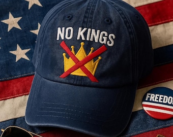 Inga kungar i Amerika broderad hatt, anti-Trump-keps