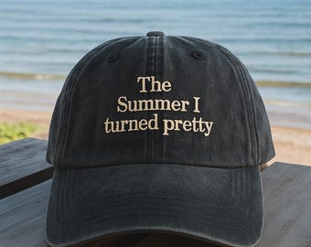 Embroidered Sunshine Beach Washed Cap, Coastal Hat, Summer Vacation Cap, Ocean Lover Gift, Seashell Embroidered Hat, Beach Outfit Accessory