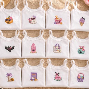 Summerween Broderat Linnepaket, Halloween Strandikoner, Spökpumpa Fladdermus Surfbrädeskjorta