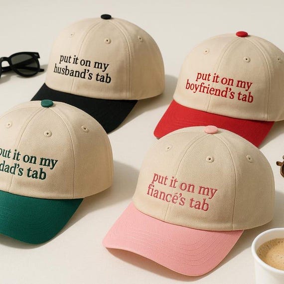 Put It On My Husband’s Tab Embroidered Hat, Funny Dad Cap, Fiance Boyfriend Tab Hat, Put It On My Tab Hat, Embroidered Funny Gift