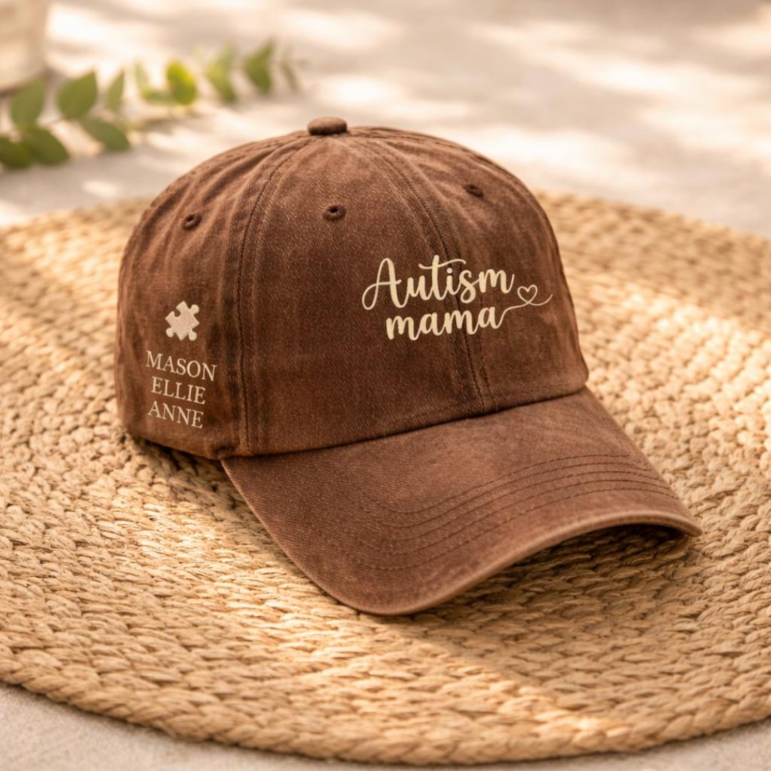 Autism Mama Embroidered Hat, Custom Name Puzzle Piece Cap, Awareness ...