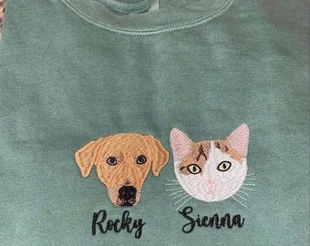 Sudadera bordada para mascotas, sudadera bordada para perro, sudadera personalizada con cara de perro bordada con foto, regalo para amantes de las mascotas, regalo para mamá