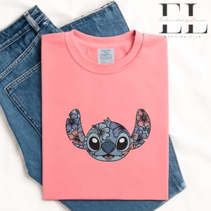Bordado con punto floral, Lilo y Stitch, Diseño de bordado con punto lindo, Punto hawaiano, Bordado con punto floral, Punto con flores