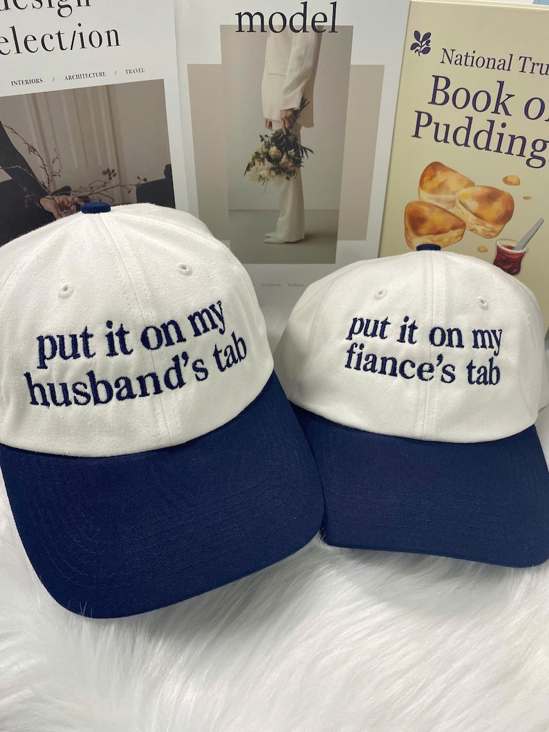 Gorra bordada "Ponlo en la pestaña de mi esposo", gorra divertida para papá, gorra con la pestaña de mi prometido/a, gorra "Ponlo en mi pestaña", regalo divertido bordado imagen 2