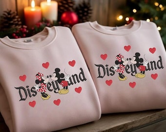 Disney Paar besticktes Sweatshirt, Mickey Minnie Passende Sweatshirts, Valentinstag Geschenk für Paare, süßes Liebes-Shirt