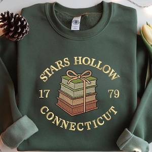 Stars Hallow Connecticut Embroidered Sweatshirt, Stars Hallow Sweatshirt, Gilmore Girl Sweatshirt, Bookish Shirt, Fall Embroidery Sweatshirt