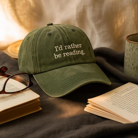 Embroidered I'd Rather Be Reading Hat, Reading Era Hat, Reading Hats, Reading Club Hats, Librarian Gift, Teacher Appreciation Gift