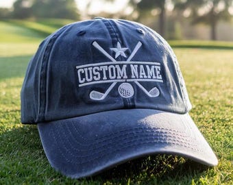 Personalisierte Golfmütze, individuell gestickte Baseballmütze, Golf Geschenk für Männer, Golfzubehör, Geschenk für Papa, Trauzeugen Hut, Männer Golf Geschenk