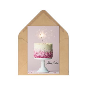 Lot de 7 cartes d'anniversaire roses