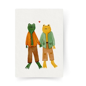 Frog and Toad The Lovers Art Print or Digital File Custom Animal Watercolor Art | Personalized Animal Painting Portrait | Pet Lover Gift