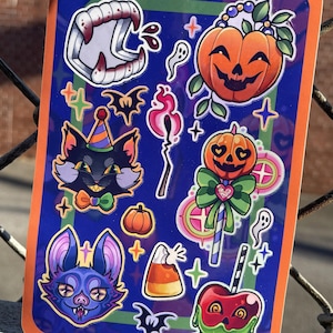 Halloween Sticker Sheet: Festive Glossy Water Resistant Halloween Stickers