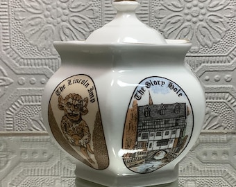 Cotswold Fine English Bone China Sugar Bowl with Lid, The “ ORIGINAL Lincoln GINGER JAR"