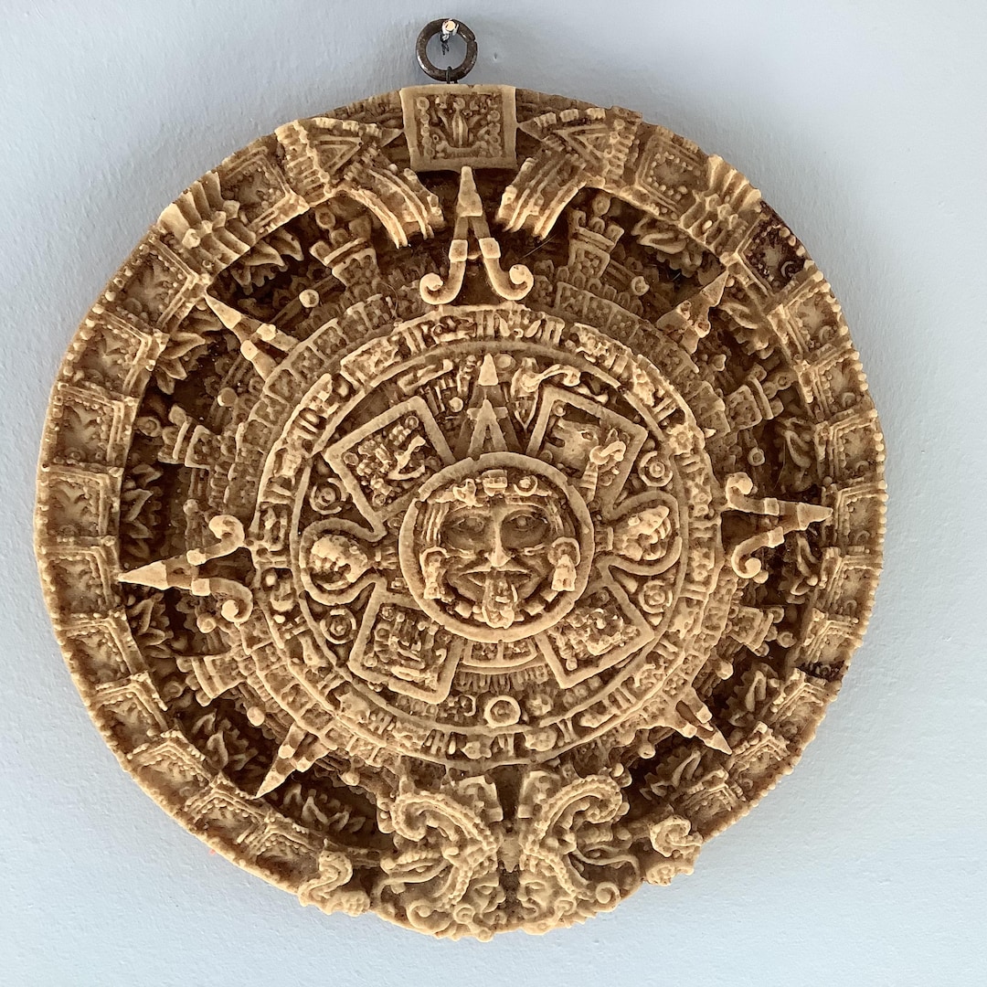 Aztec Sun Stone, Mayan Calendar Wall Art, 7” Stone Sculpture - Etsy