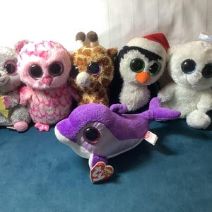 Ty Beanie Boos Glitter Eyes 6”  Vintage Beanie Plush Stuffies with Tags On Big Eye Beanie