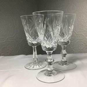 Set of 3 Vintage Pinwheel Crystal Aperitif Glasses / Stemmed Pinwheel Glasses / Crystal Drinkware, MCM Barware