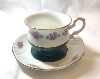 Vintage Crown Staffordshire Fine bone China, Teacup and saucer made in England