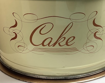 Vintage Cake Carrier Tin, 1950s  Two Piece Cake Carrier  Retro Kitchen Canister