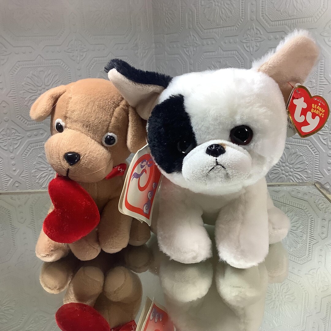 Vintage Ty Beanie Babie Marcel the French Bulldog and Friend With Red ...