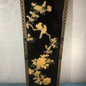 Paravent Décoratif Asiatique - 4 Panneaux Bois Laqué Nacre - Fait Main