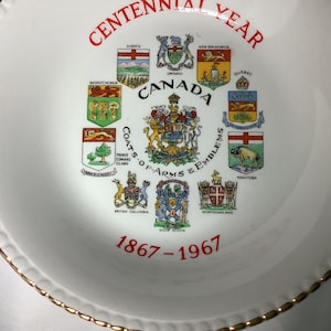 Canadian Centennial  Trinket Dish 1967 Simpsons Potters England  5”  Collectable Province Emblem Dish