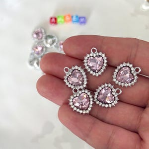 Swarovski Pink Crystal Heart Pendant with Diamonds Surrounded