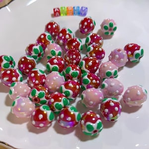 Cartoon-style Strawberry Through Hole Beads with Waterproof Coating