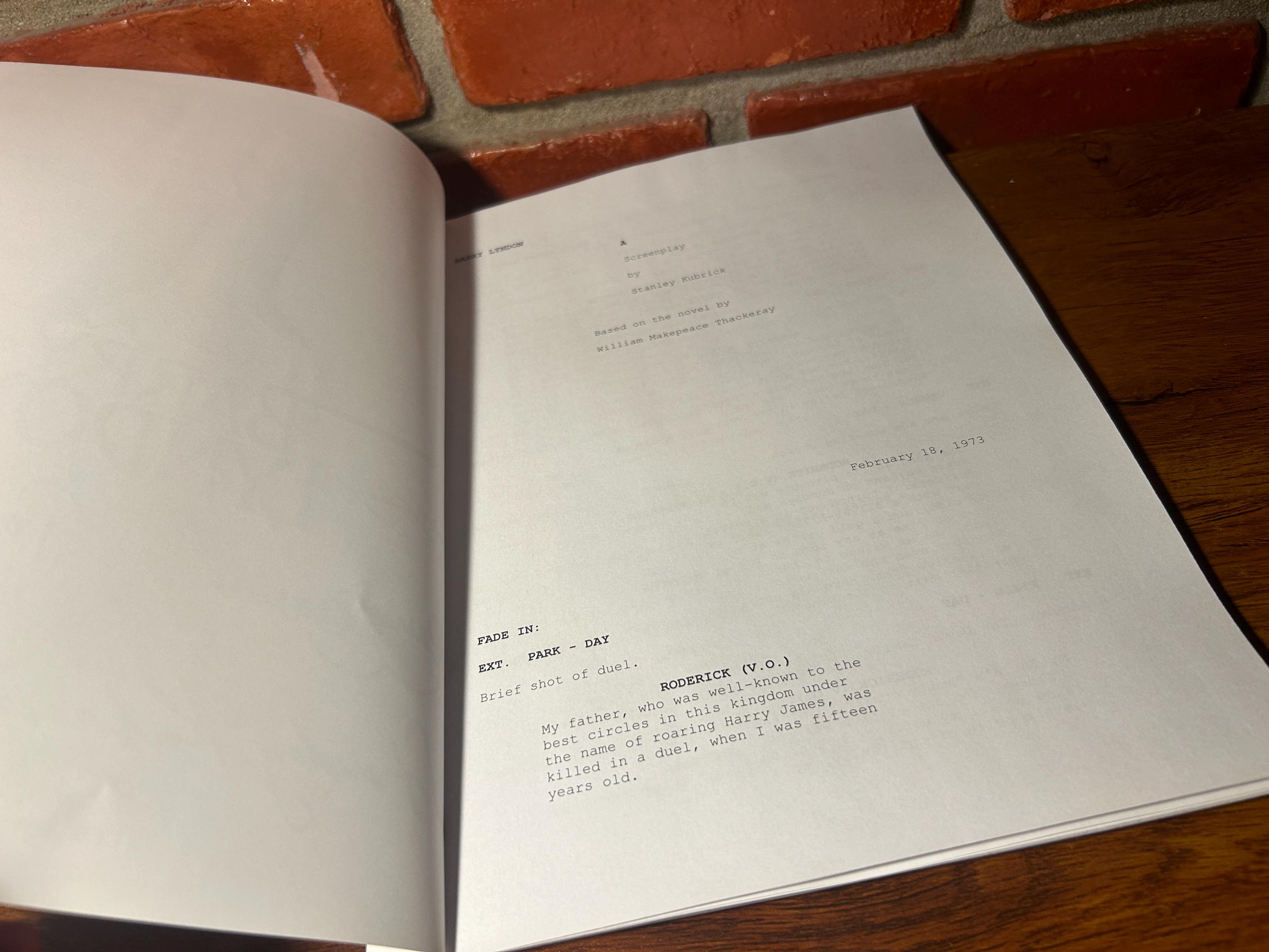 Barry Lyndon Signed Autographed Script Full Screenplay Full Script ...