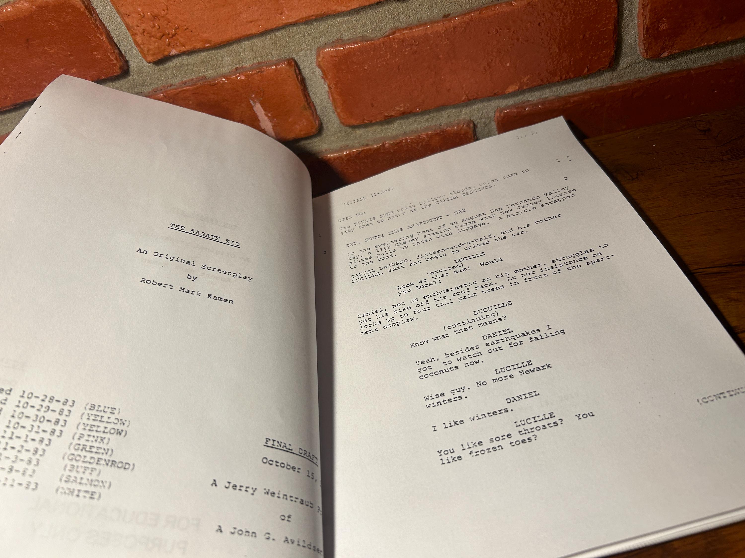 Karate Script The Karate Kid Signed Autographed Script Full Screenplay Full Script ...