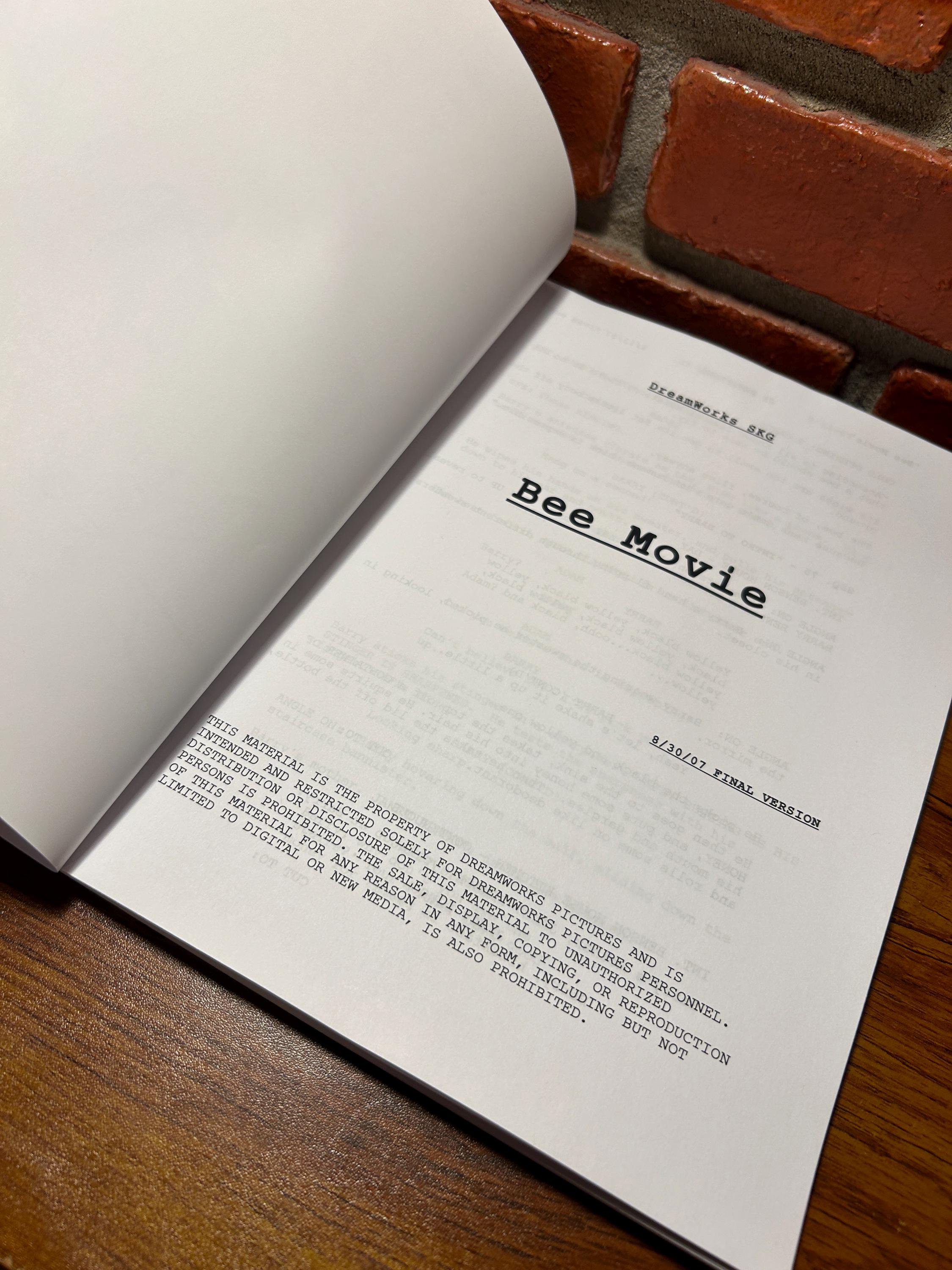 Bee Movie Signed Autographed Script Full Screenplay Full Script Reprint ...
