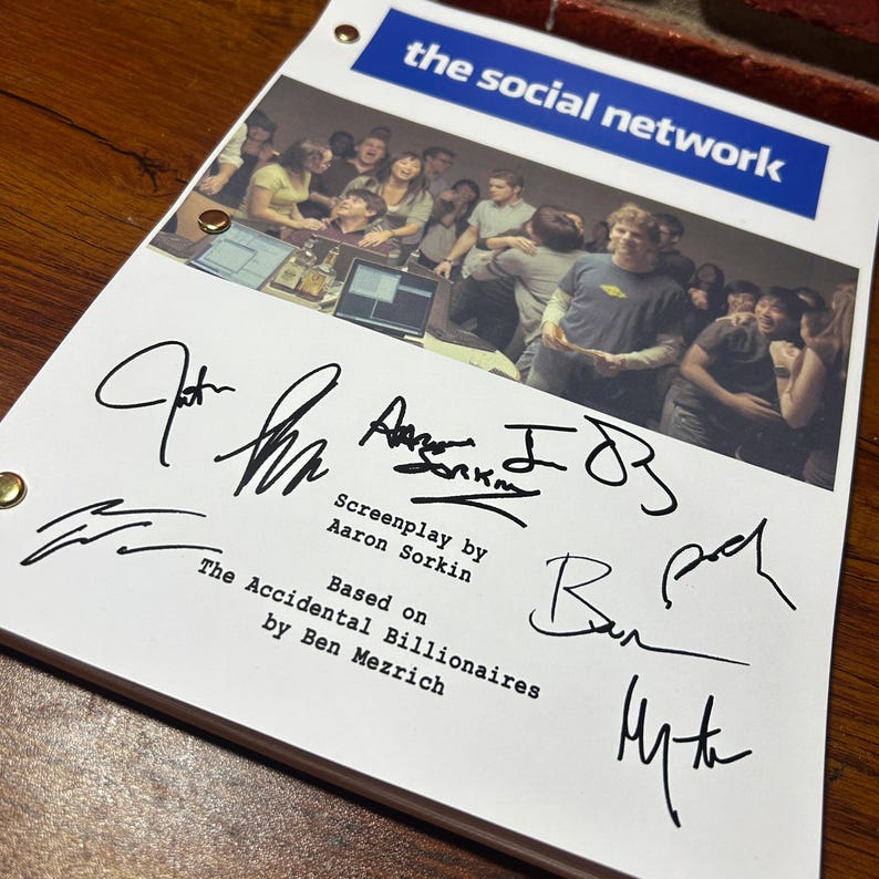 The Social Network Signed Autographed Script Full Screenplay Full ...