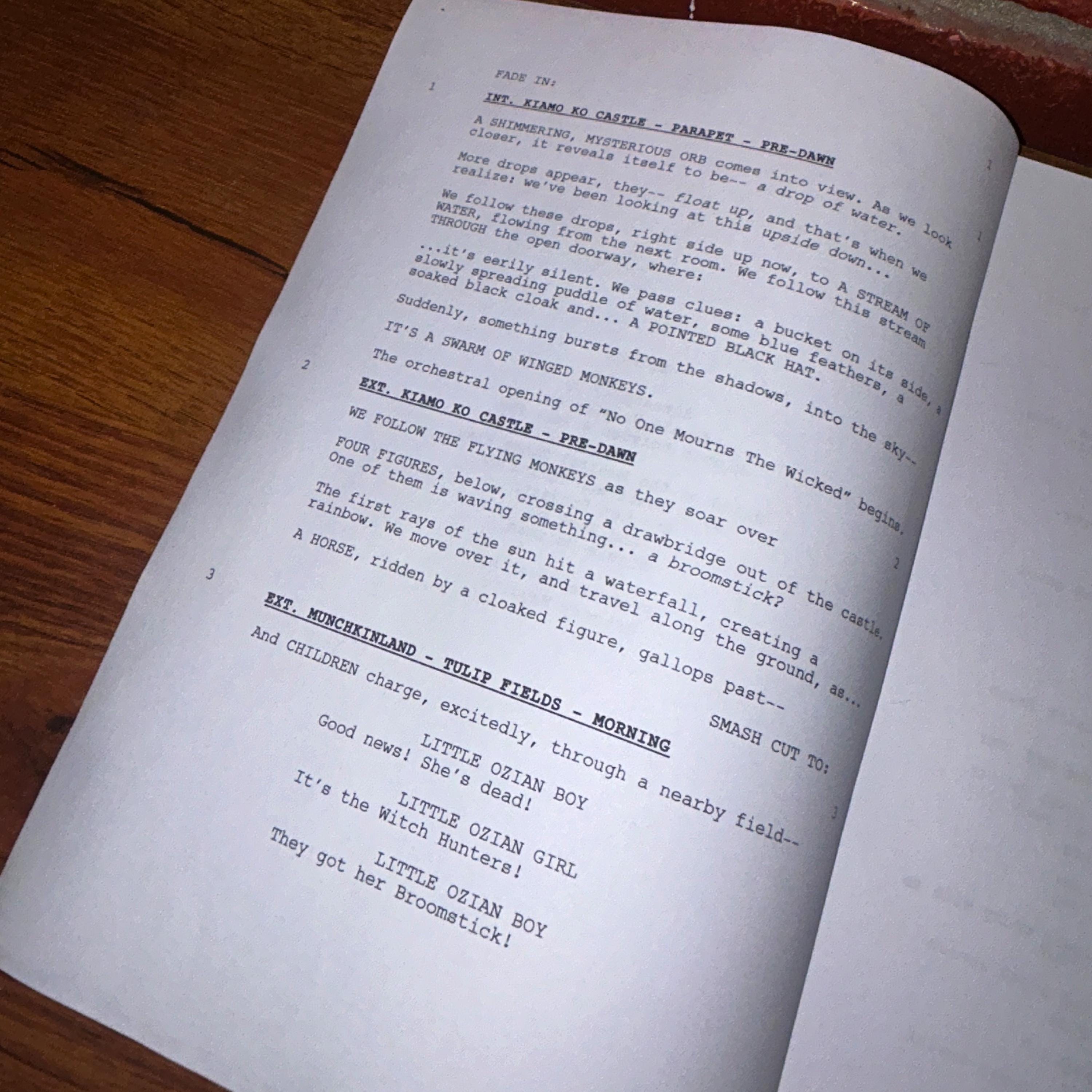 Movie Script Flashback Wicked Script Reprint Wicked: Part I Signed Movie Film Script X11 ...