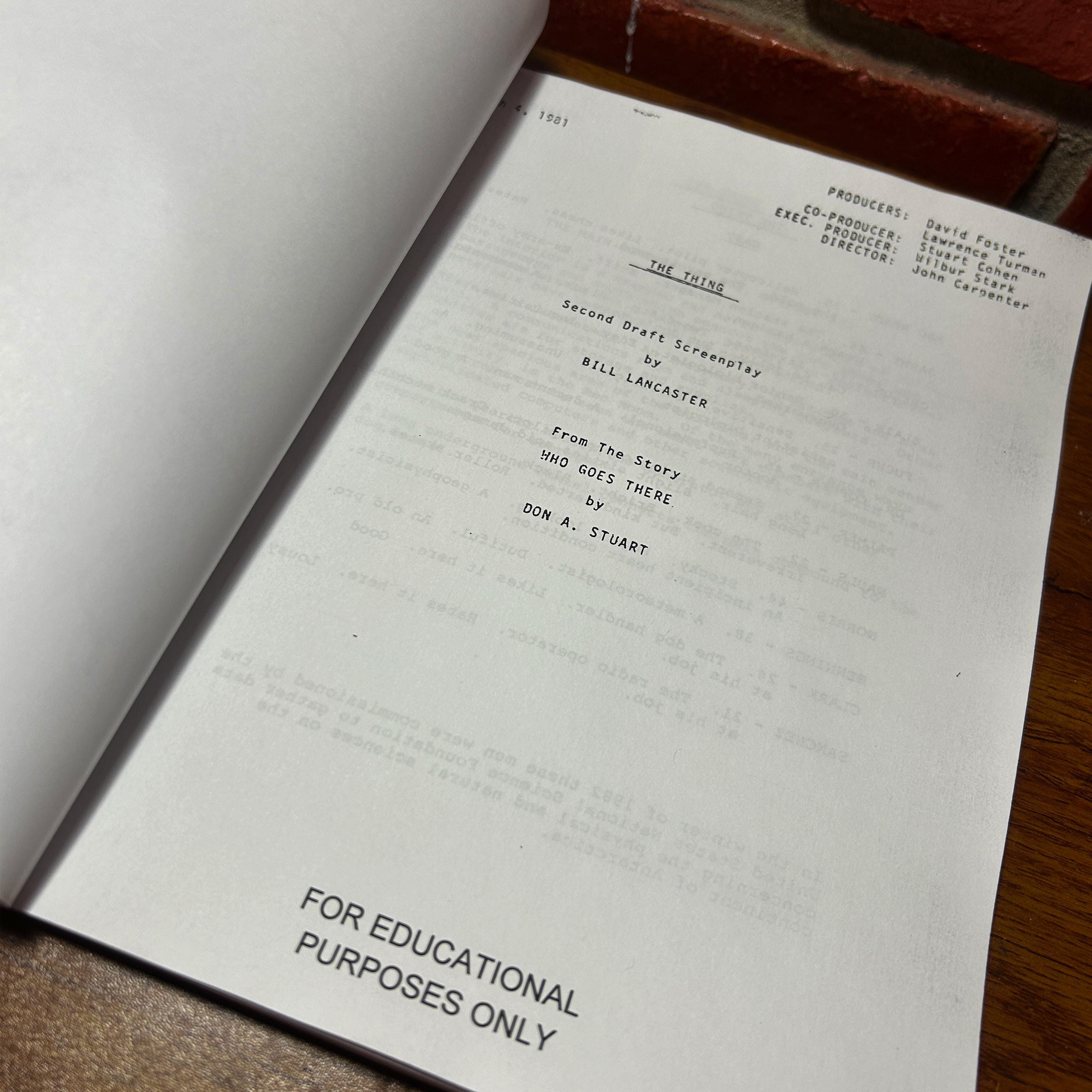 The Thing Signed Autographed Script Full Screenplay Full Script Reprint ...