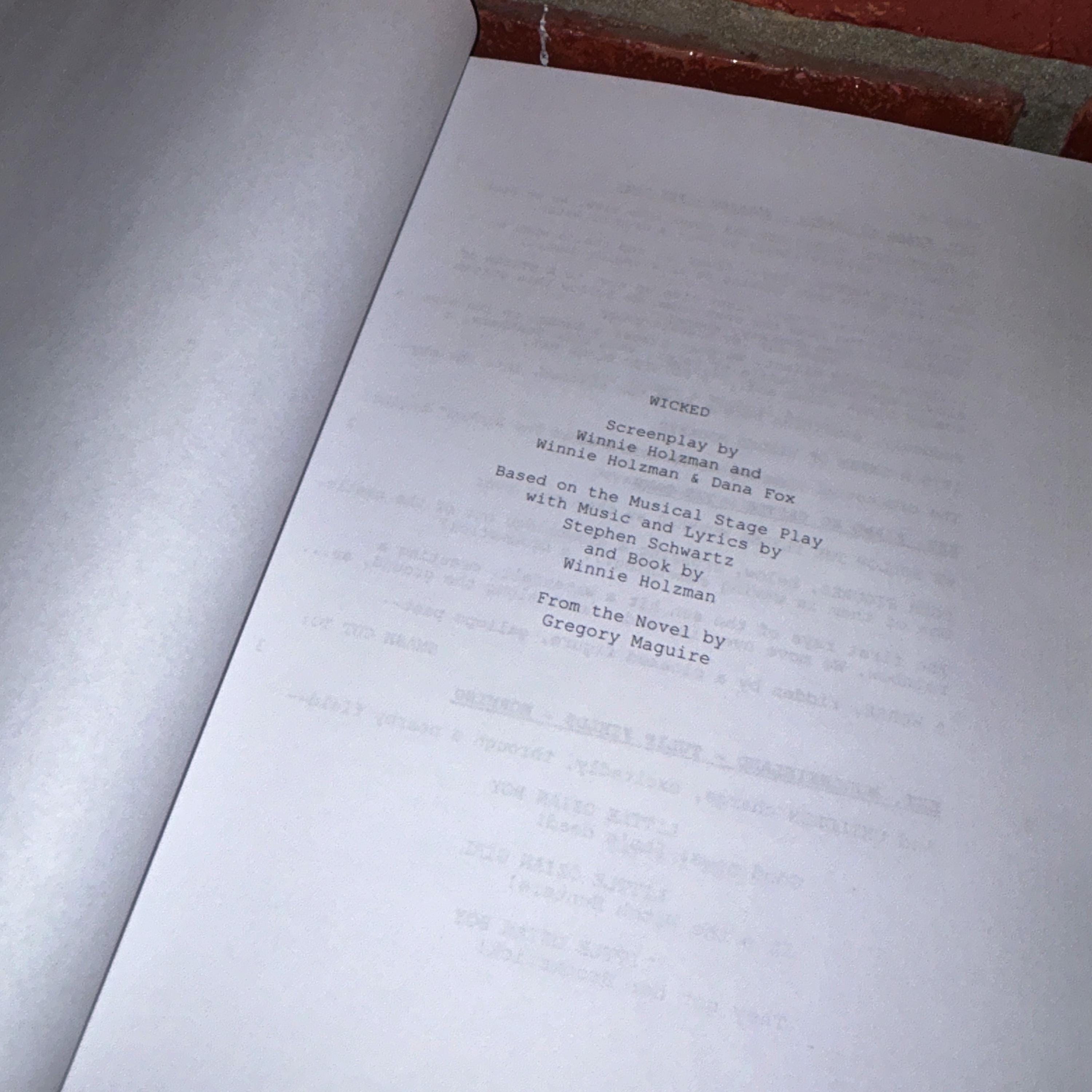 Wicked Movie Script Autographed Screenplay Reprint Cast Signed Wicked ...
