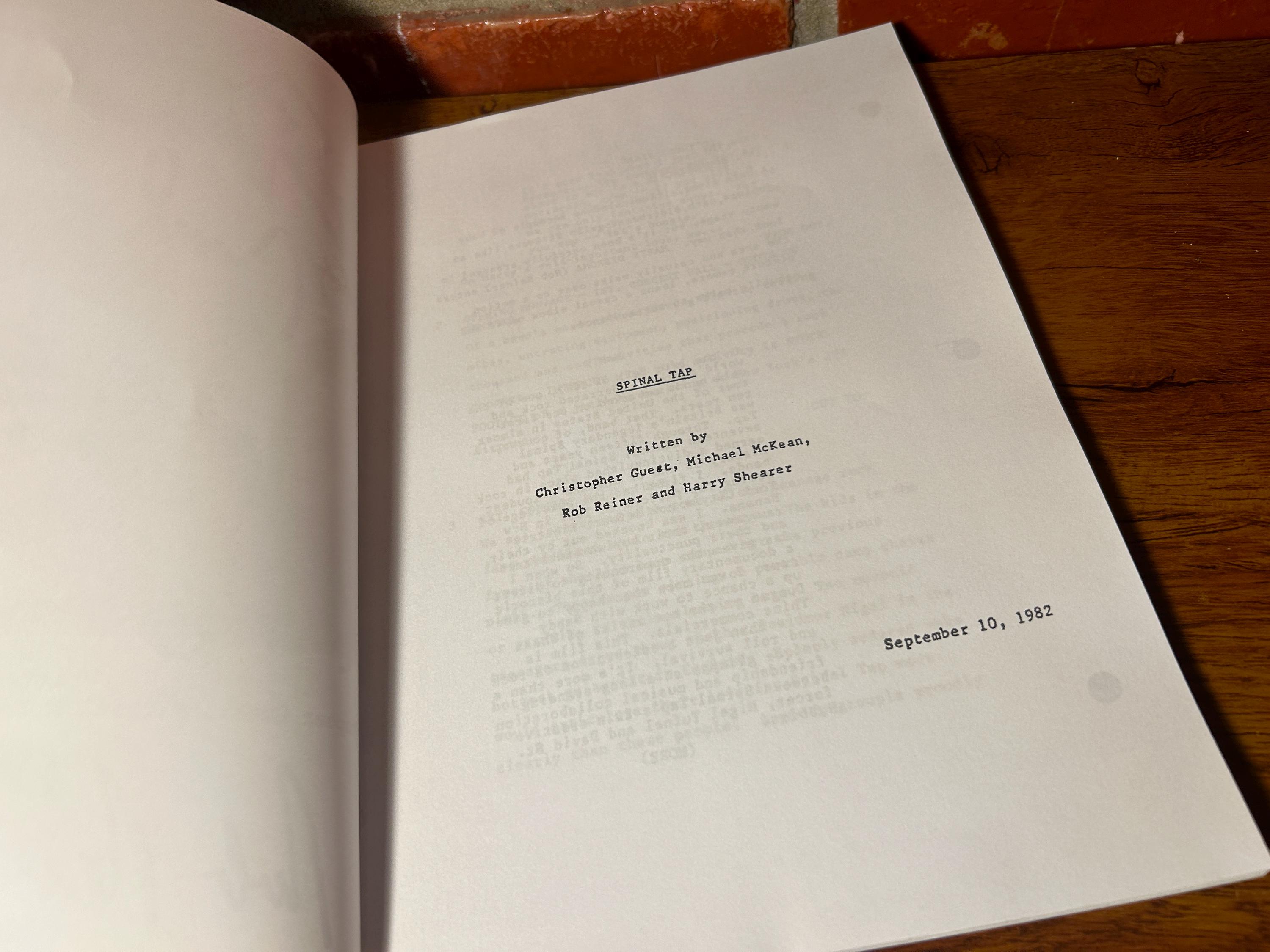 Derek Script Spinal Tap Signed Autographed Script Full Screenplay Reprint Hubbins ...
