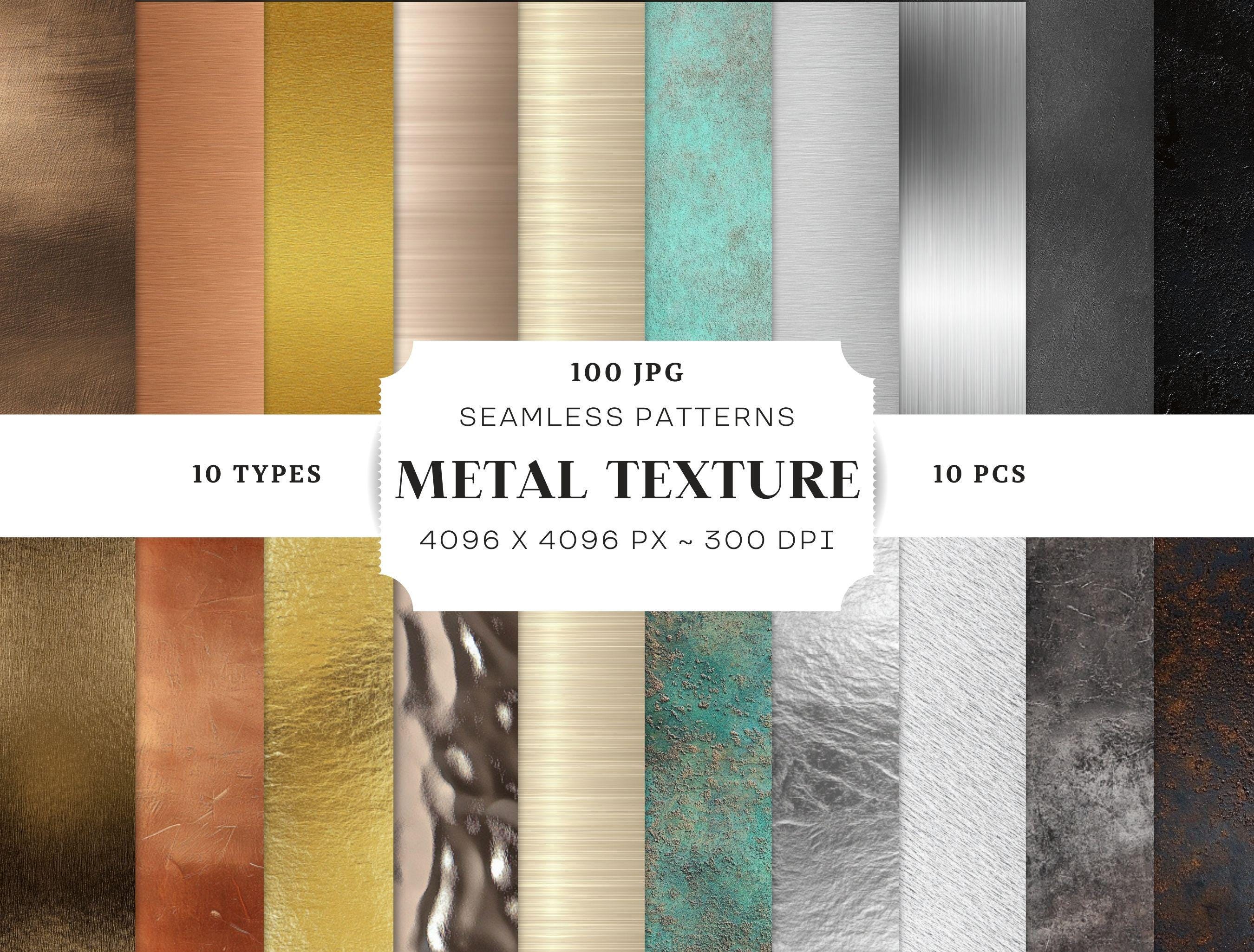 Metal Textures Seamless Patterns, 100 JPG, Gold, Silver, Bronze, Copper ...