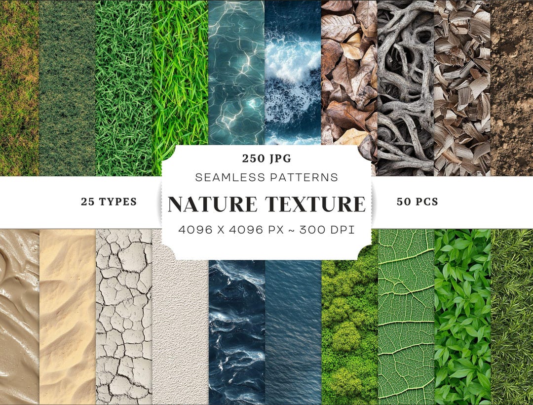 Nature Texture Basic Nature Earth Texture Seamless Patterns, 250 JPG, Grain Ground, Sand ...