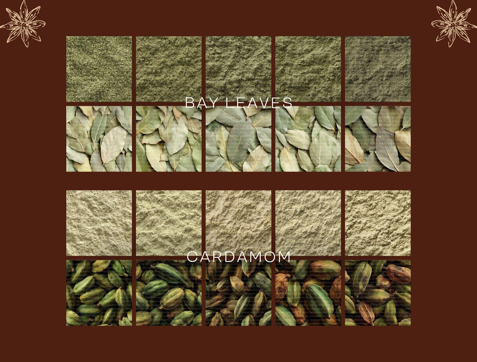 Real Spices Seamless Patterns, 100 JPG, Black Pepper, Cinnamon, Anise ...