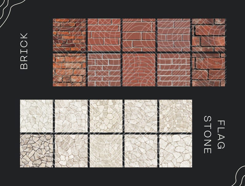 Stone Rows Texture Brick & Stone Grain Texture Seamless Patterns, 100 JPG, Professional ...