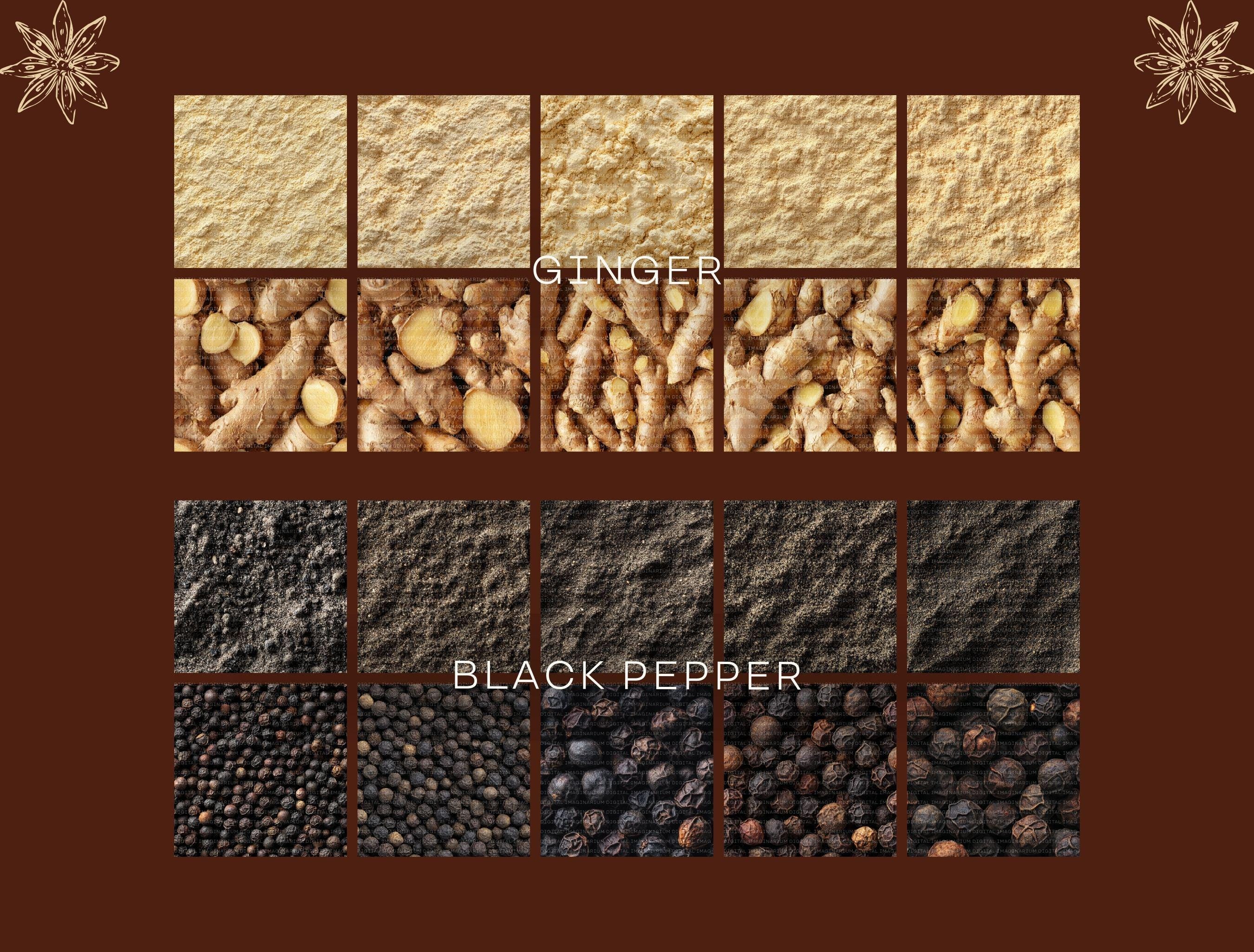 Real Spices Seamless Patterns, 100 JPG, Black Pepper, Cinnamon, Anise ...