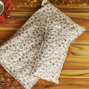 Coffee-Themed Heating Pads with Washable Covers - Reusable Rice Heat Packs in Large and Small Sizes