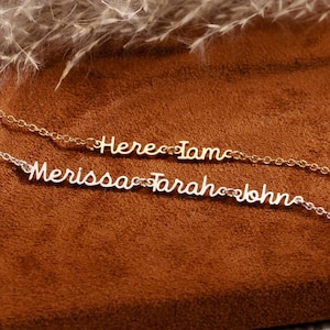 Personalized Multiple Name Bracelet, Faamily Name Bracelet, Minimalist Name Bracelet, Name Bracelet, Mother Gift, Birthday Gift, Baby Gift