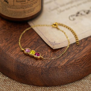 Bracelet de naissance pois dans un pot, bracelet de mariage, bracelet familial de pierres de naissance, bracelet personnalisé, cadeau de fête des mères, cadeau pour un ami