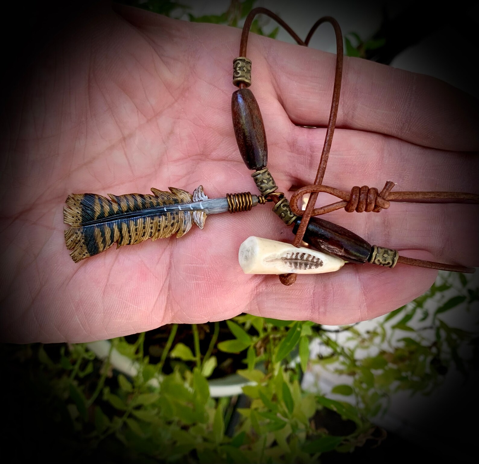 Turkey Feather Necklace Hand Carved FREE SHIPPING Etsy