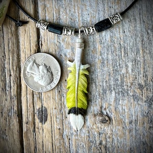 Hummingbird Feather Necklace Whitetail Deer Antler Hand Carved  FREE SHIPPING