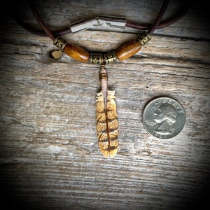 Necklace Owl Feather Hand Carved FREE SHIPPING