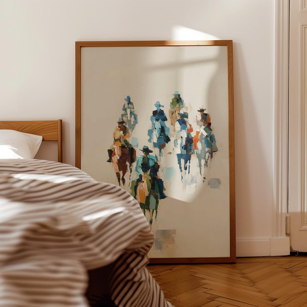 Abstract Cowboy Art Print, Modern Western Horse Rider Painting ...