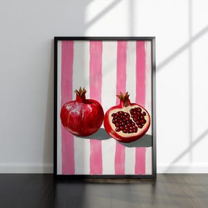Pomegranate Painting Print | Pomegranate Wall Art | Pomegranate Poster | Pastel Fruit Artwork | Tropical Kitchen Decor | Summer Fruit Decor