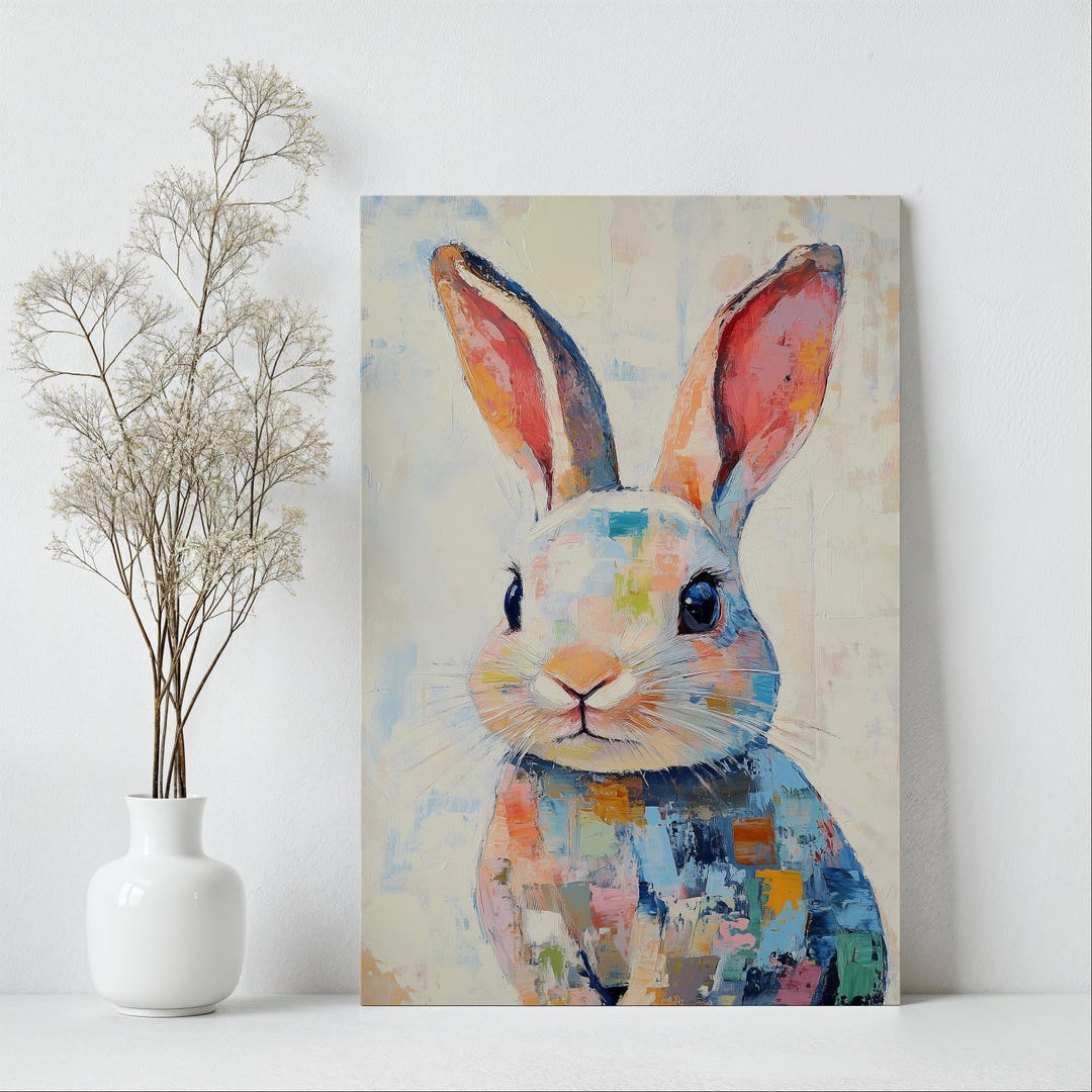 Bunny Painting Print | Rabbit Wall Art | Colorful Rabbit Wall Decor ...