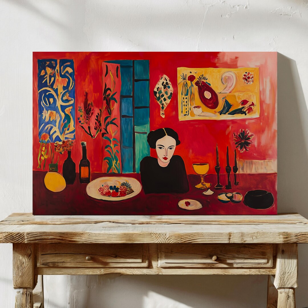 The Red Art Print – Vintage Abstract Oil Painting Print, Mid Century ...